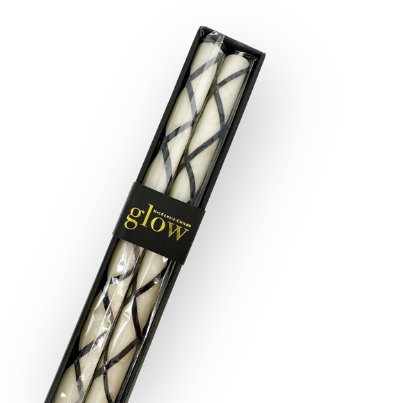 MACKENZIE-CHILDS NIB Fishnet Dinner Candles – Black – Set of 2 - Picture 4 of 5